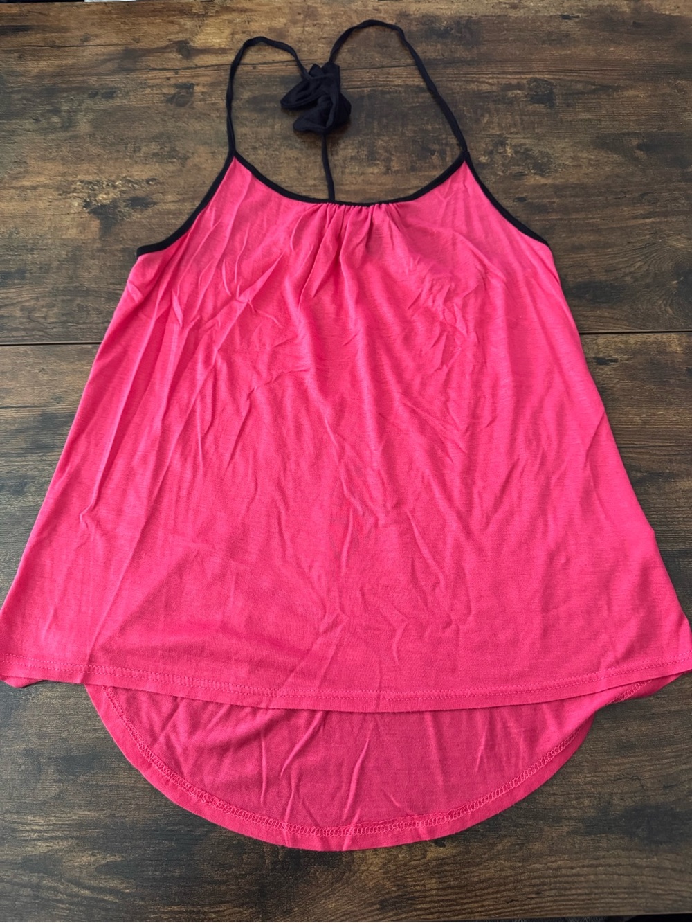 Charlotte Russe Bright Pink Halter Camisole with Black Trim